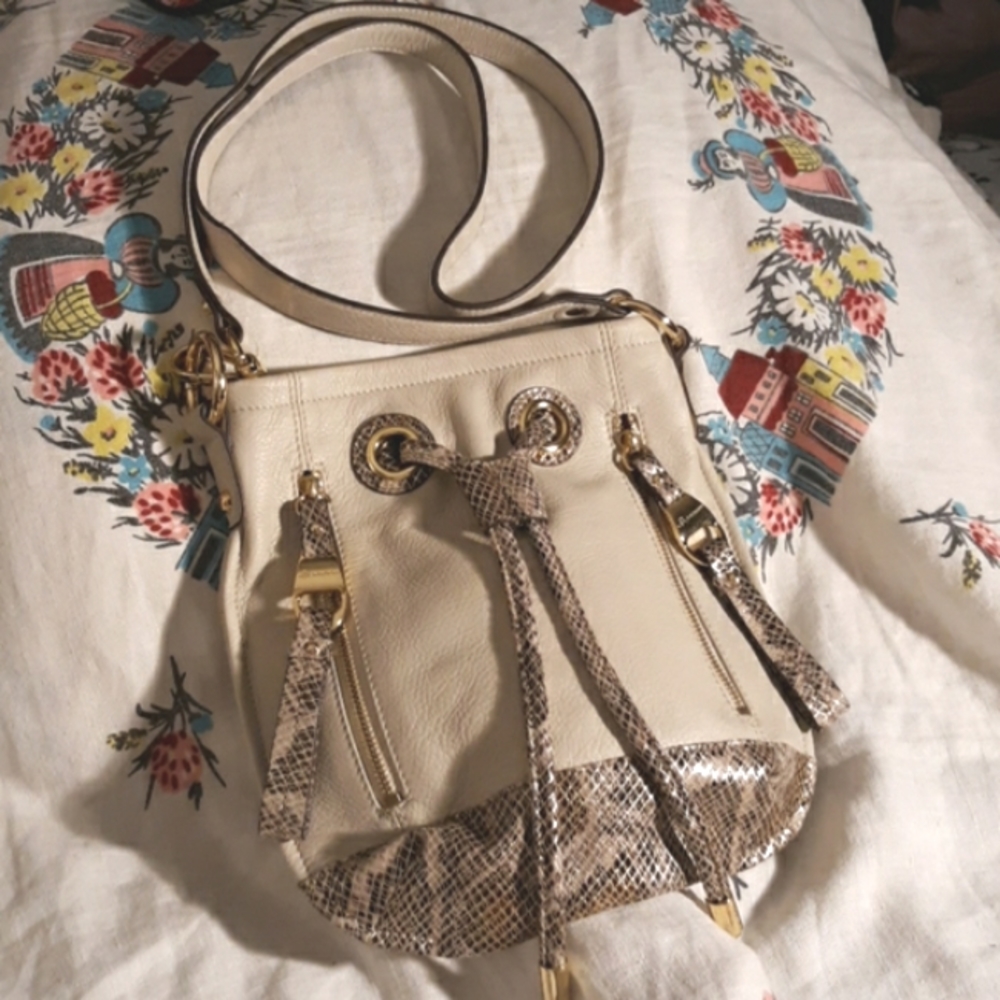 B Makowsky Drawstring Bucket Crossbody - image 1